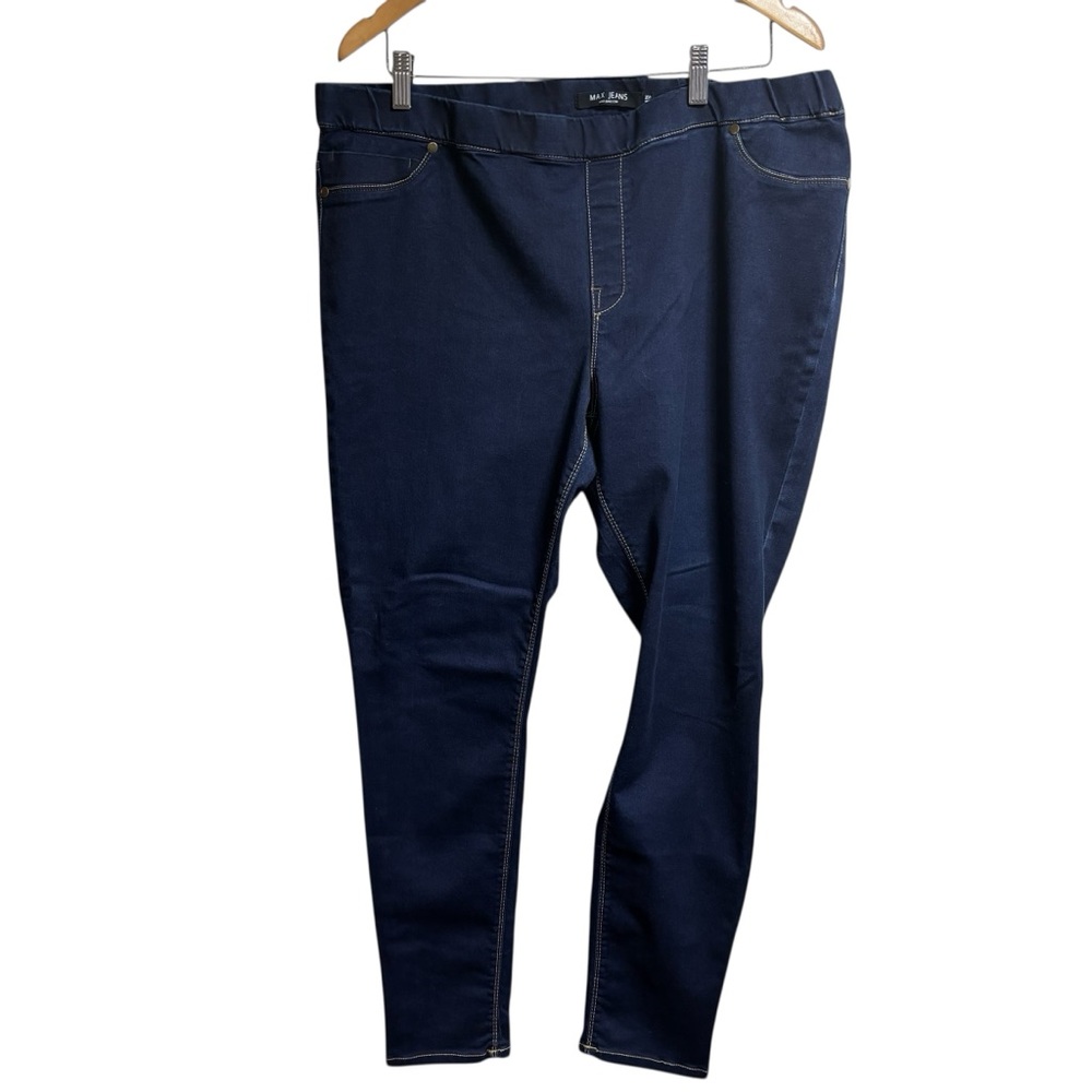 Max Jeans Womens 20W Indigo Blue Pull On‎ High Rise Stretch Denim Jeggings #20